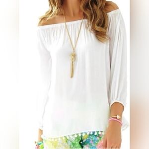 Lilly Pulitzer White Off-Shoulder Blouse